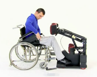 man in wheel chair transfering to new Robotic Mobilization Device